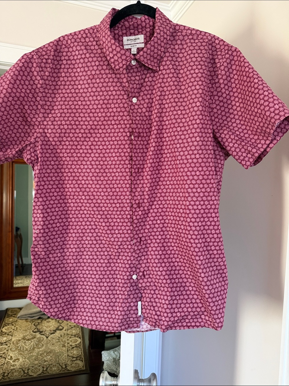 Bonobos Men’s Short-Sleeve Pink Floral Button-Down Shirt XL